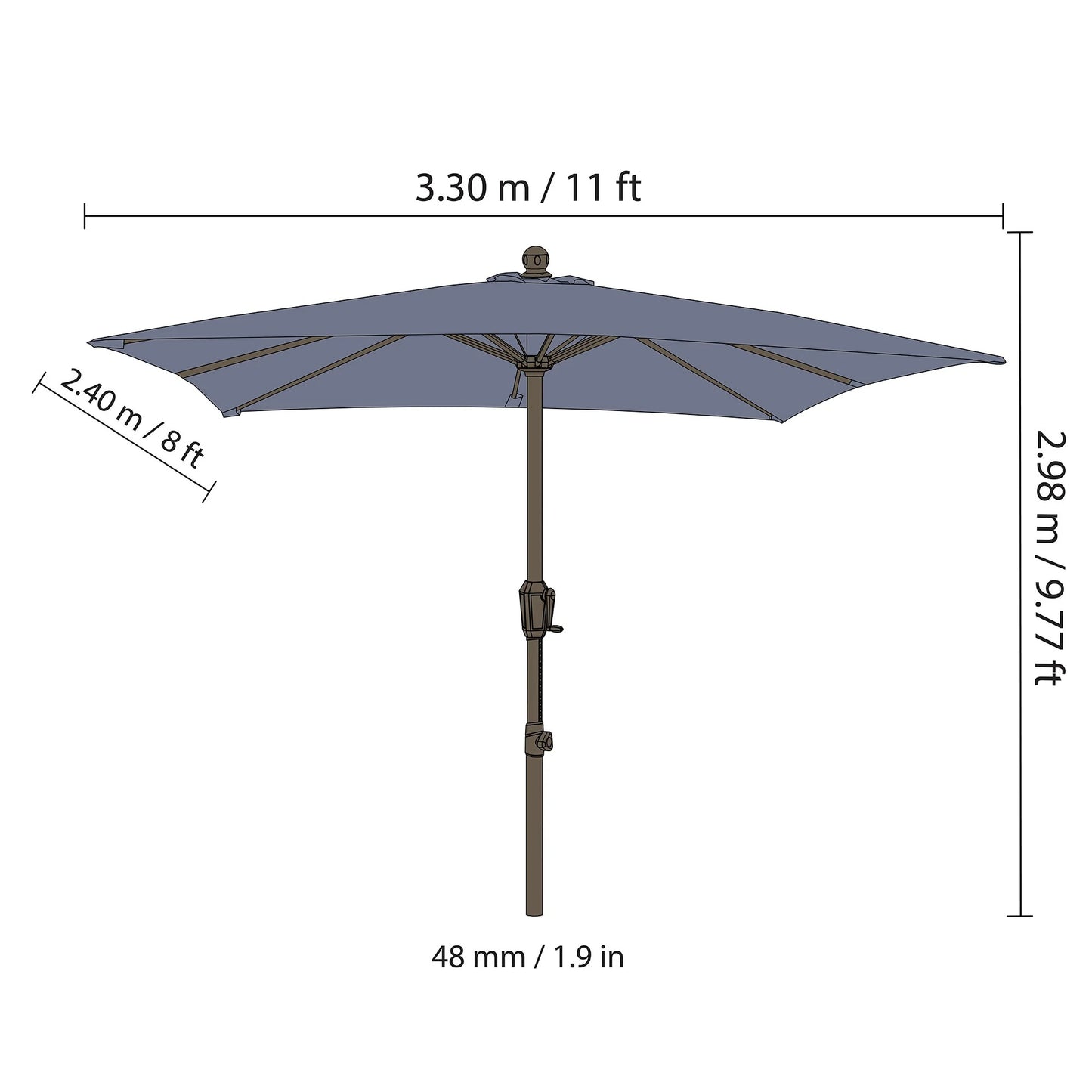 Seasons Sentry 8' x 11' Height Adjustable Market Umbrella