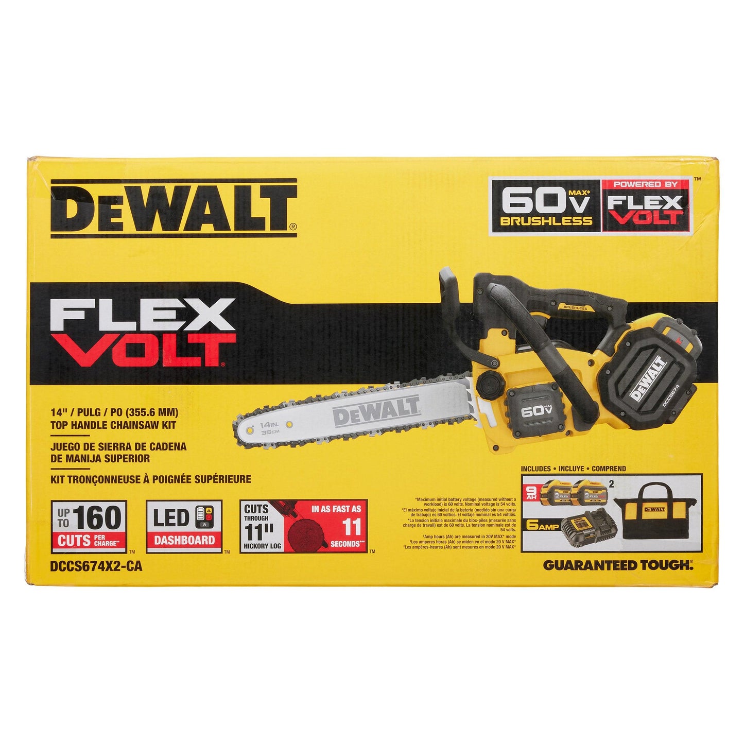 DeWalt 60V Max 14” Chainsaw Kit with (2) Flexvolt Batteries and Charger