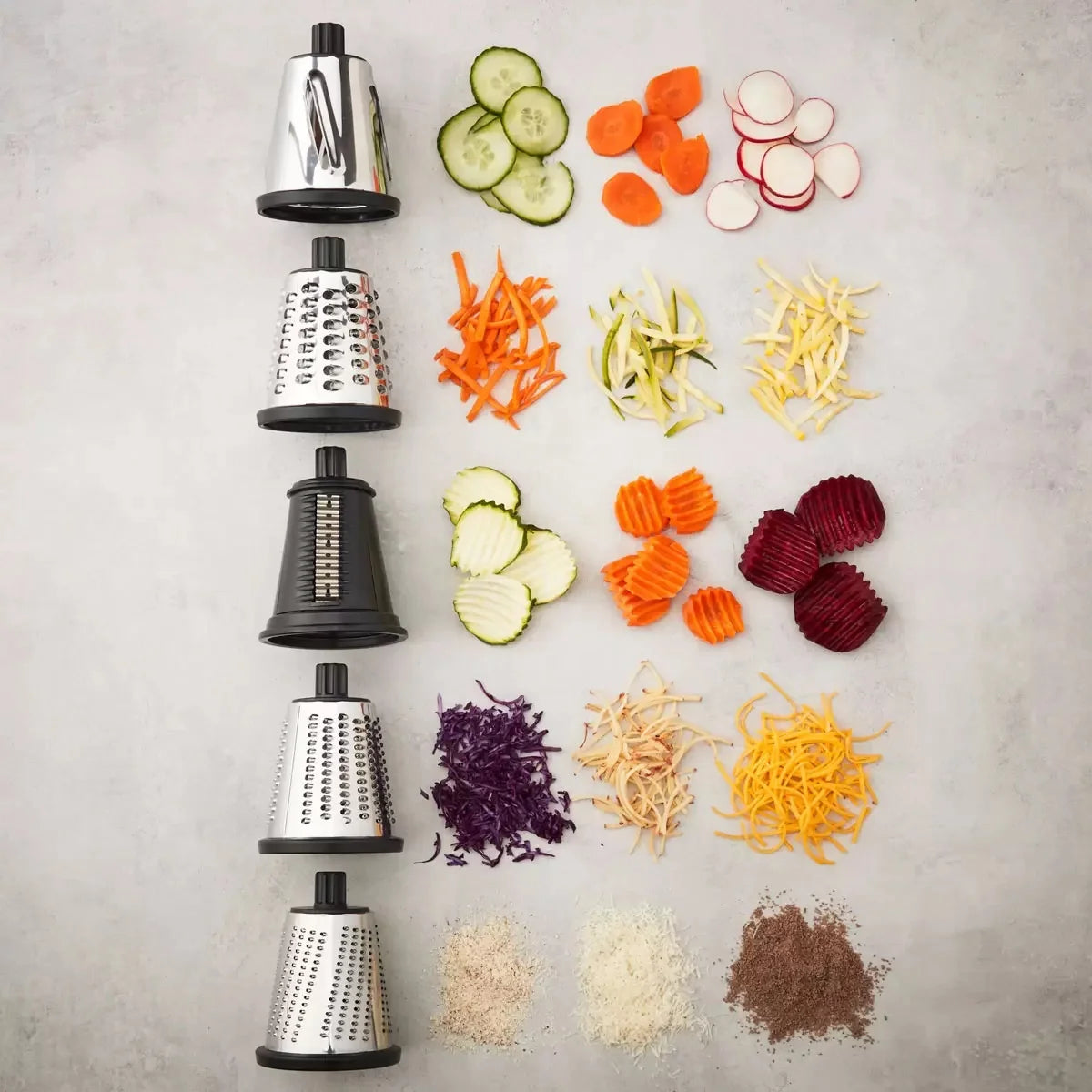 Rotary Drum Grater with 4 Attachments