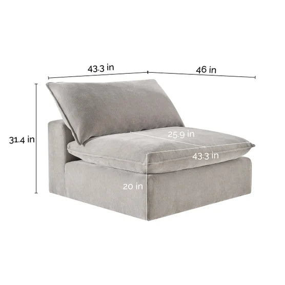 Sereen Fabric Armless Chair, Taupe