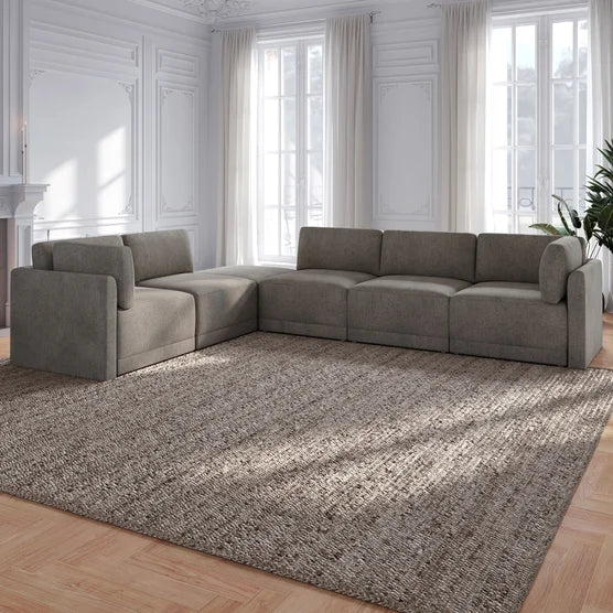 Thomasville Fallon Modular Sectional 6-piece Gray with Ottoman