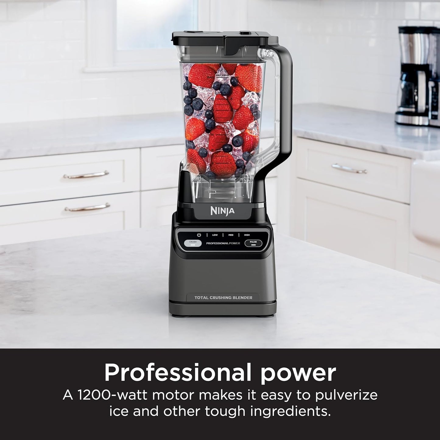 BR201AMZ Professional Blender 2.0, 1200 Watts, Auto-Iq Program, Total Crushing Blades, 72-Oz. Pitcher, 4 Manual Speeds for Smoothies, Shakes, and Frozen Drinks, Dishwasher-Safe Parts, Dark Grey