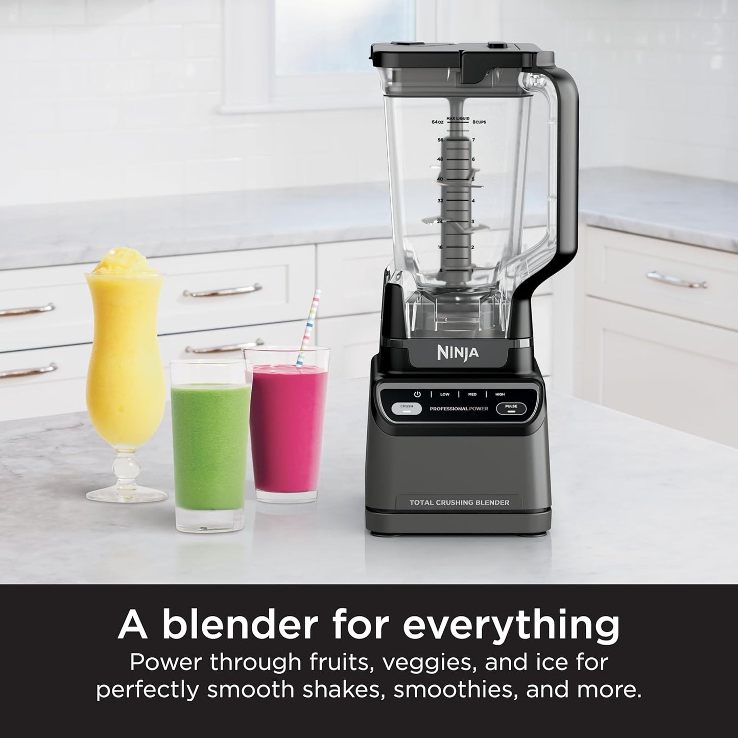 BR201AMZ Professional Blender 2.0, 1200 Watts, Auto-Iq Program, Total Crushing Blades, 72-Oz. Pitcher, 4 Manual Speeds for Smoothies, Shakes, and Frozen Drinks, Dishwasher-Safe Parts, Dark Grey