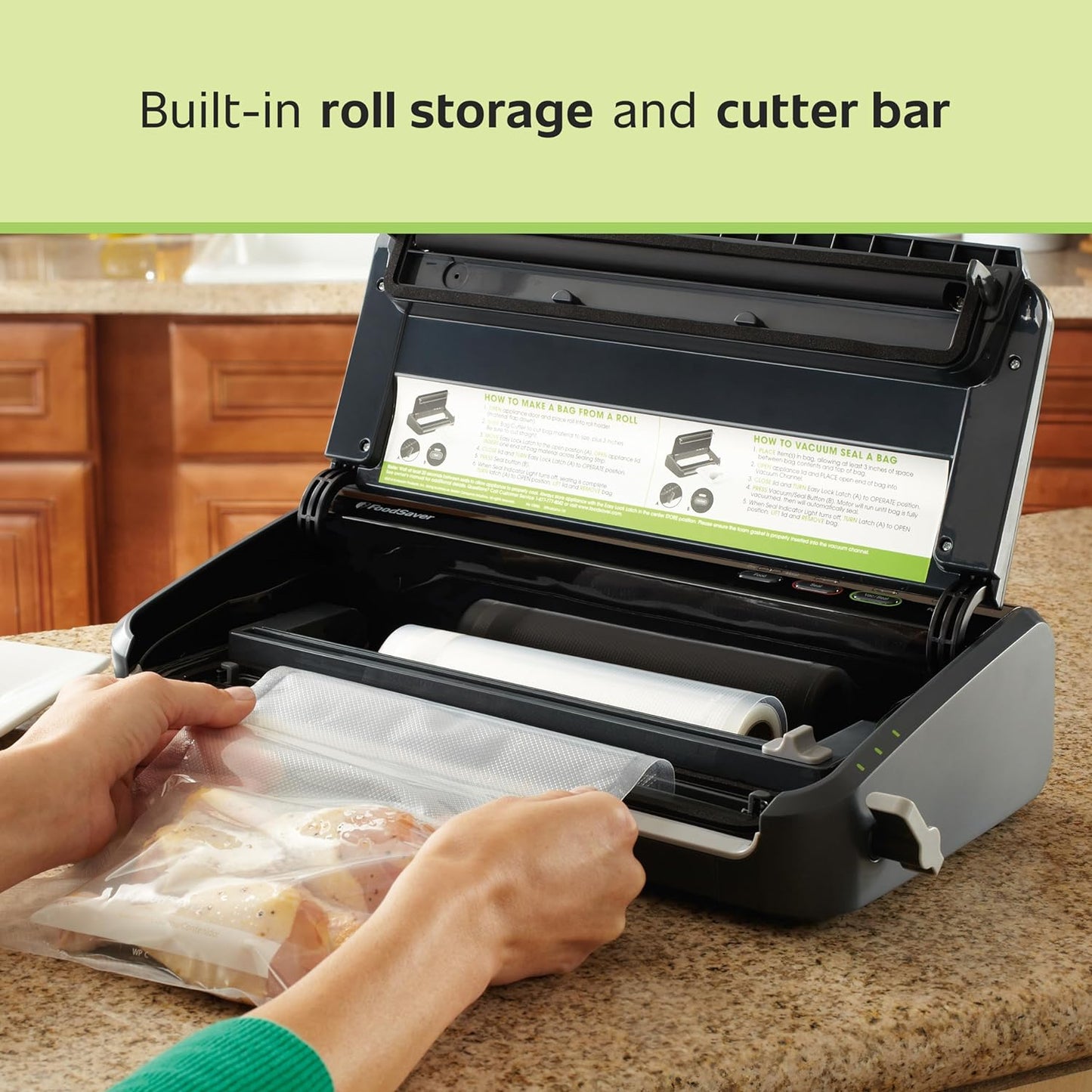 Vacuum Sealer Machine, Automatic Bag Detection, Sous Vide Friendly, with Sealer Bags, Roll, Handheld Vacuum Sealer, Black