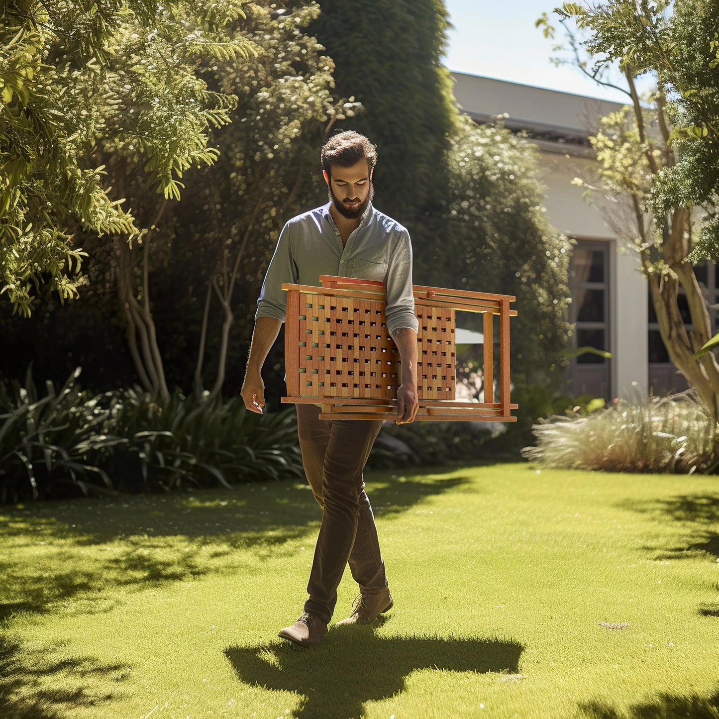 Eucalyptus Swing Lounger 2-pack with Side Table