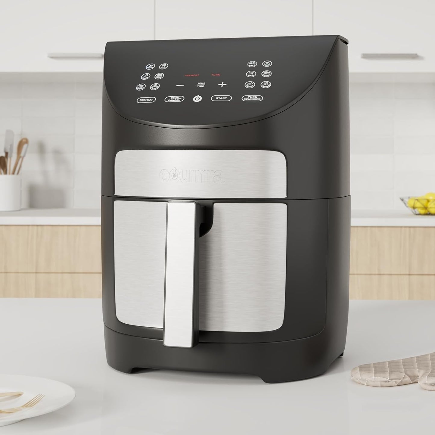 GAF798 Digital Air Fryer - No Oil Healthy Frying - 10 One-Touch Cooking Functions - Guided Cooking Prompts - Easy Clean-Up - 7-Quart Basket - Recipe Book Included