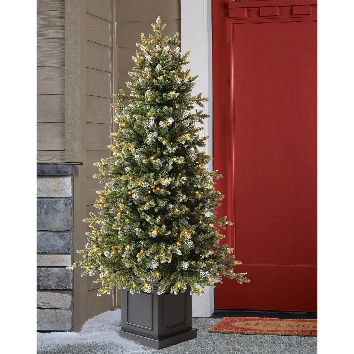 4.5 ft Pre-Lit Potted Aspen Artificial Christmas Tree, Color-Changing Radiant Micro LED Lights