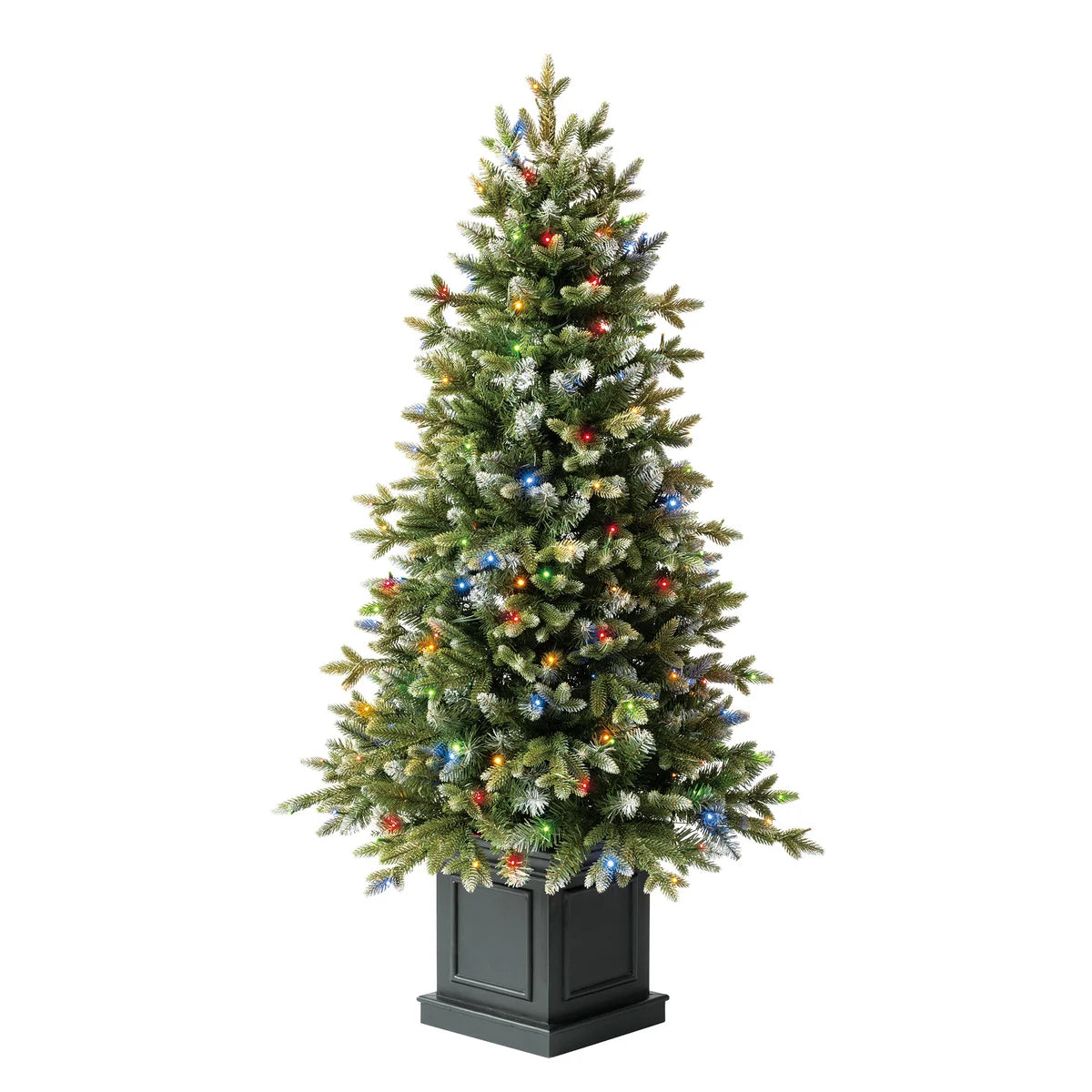 4.5 ft Pre-Lit Potted Aspen Artificial Christmas Tree, Color-Changing Radiant Micro LED Lights