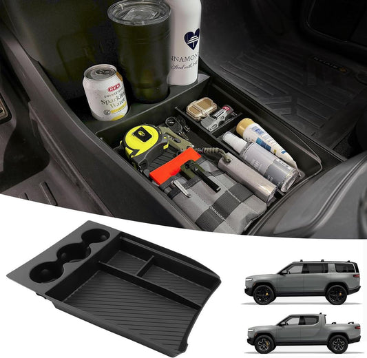 Lower Center Console Organizer Tray with Drink Cup Holder Compatible