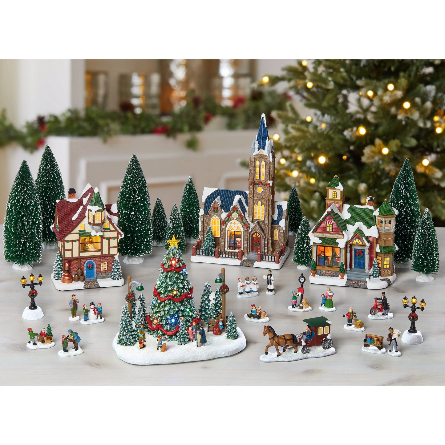 30-piece Christmas Village Set with Lights and Music