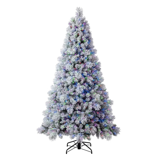 Pre-Lit Glitter Flocked Cashmere Artificial Christmas Tree 2.29m