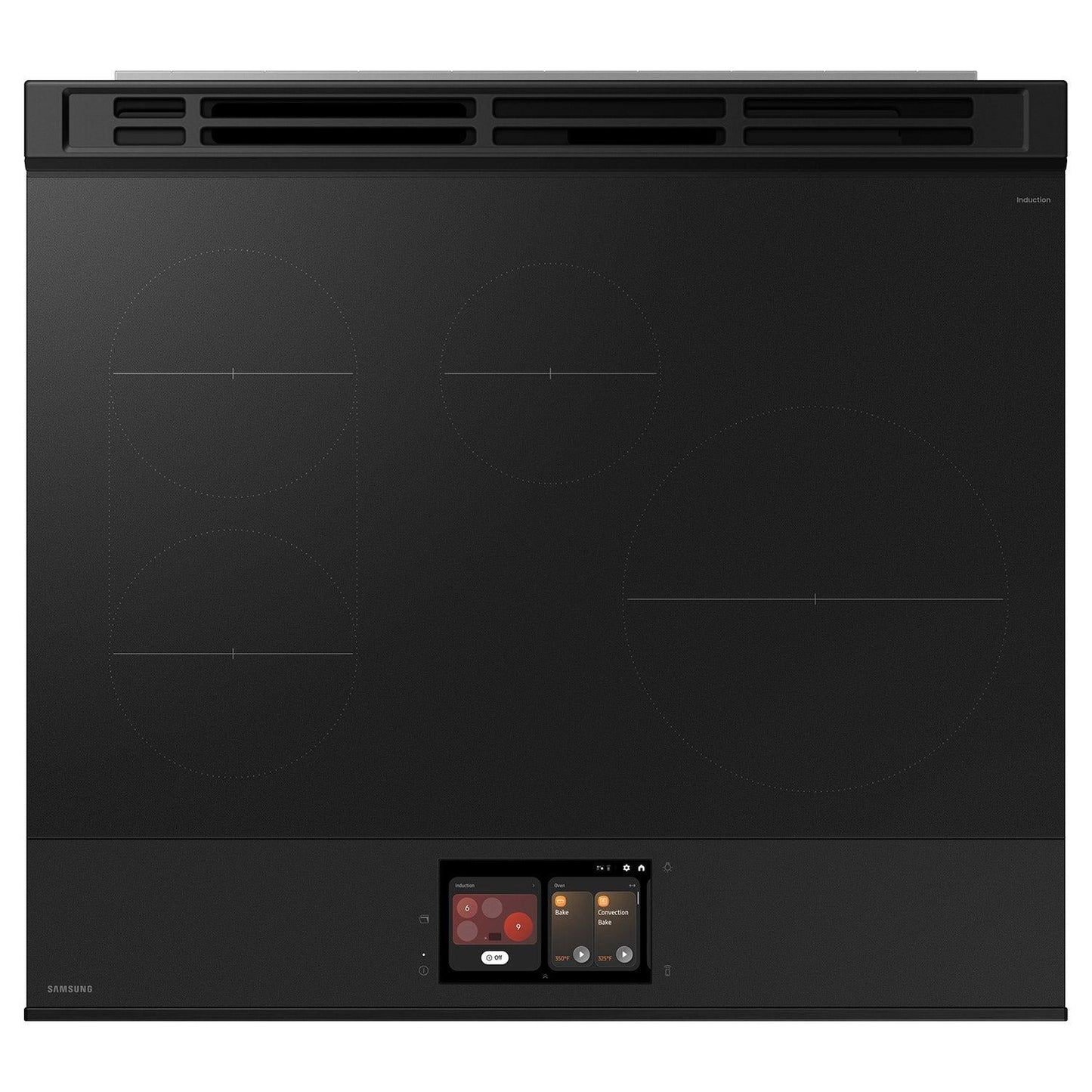Samsung Bespoke 30" 6.3 cu. ft. 4 Burner Slide-In INDUCTION Range with 7" LCD AI Hub, Auto Open Door, and Smart Oven Camera