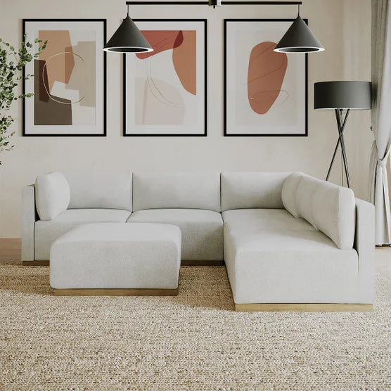 Henredon Murphy Fabric Modular Sectional with Ottoman