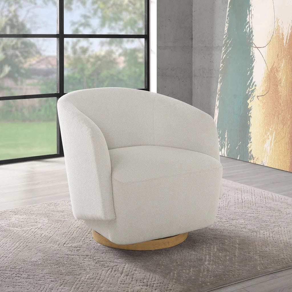 Henredon Murphy Swivel Boucle Chair, Cream