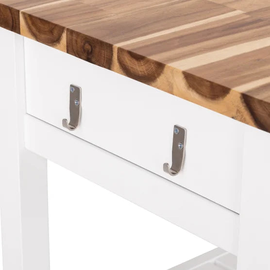 Seville Acacia Top Kitchen Cart with Drawers
