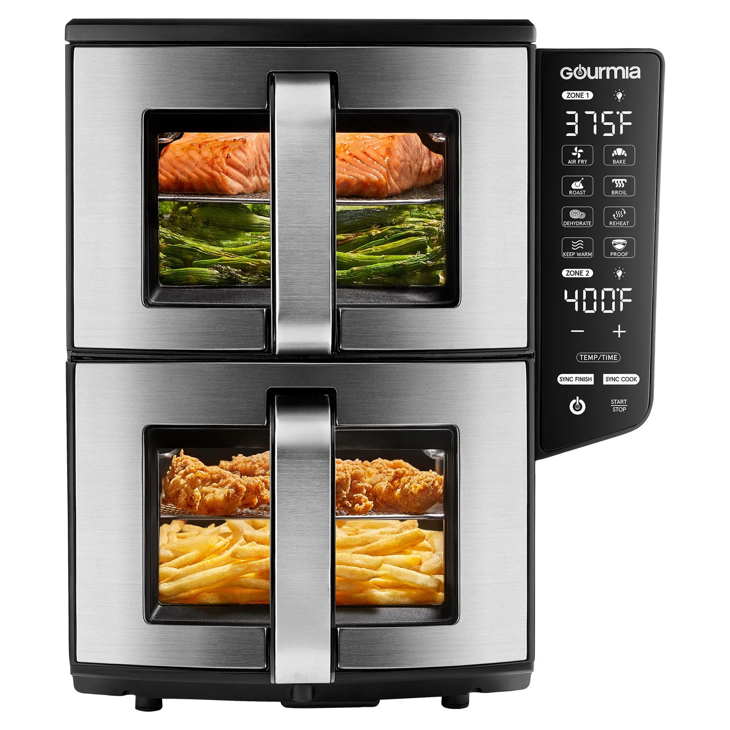 Gourmia 11-QT. Dual Basket Air Fryer with Smart Finish & 4-Layer Cooking