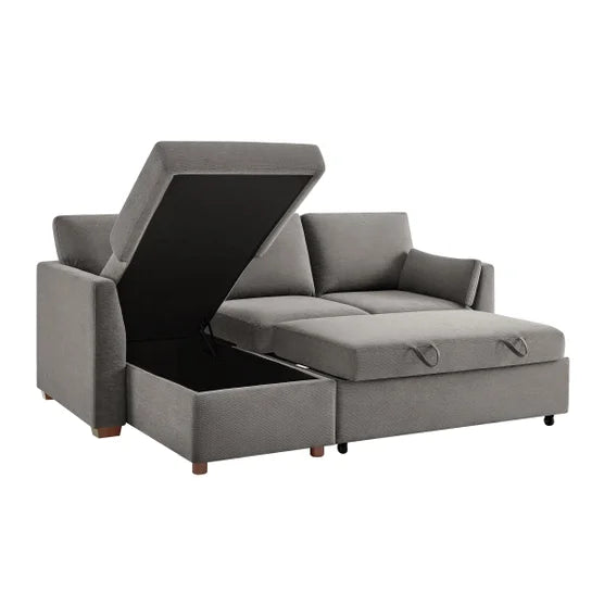 Coddle Luke Fabric Sleeper Sofa with Reversible Chaise and Storage, Gray