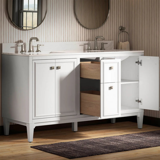 Kohler Clave 61 in. Vanity in White with Quartz Top