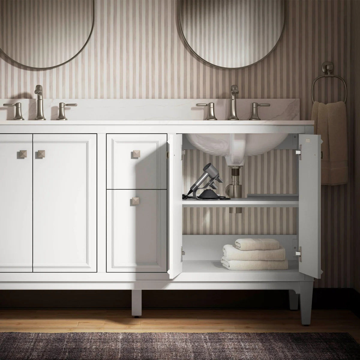 Kohler Clave 61 in. Vanity in White with Quartz Top