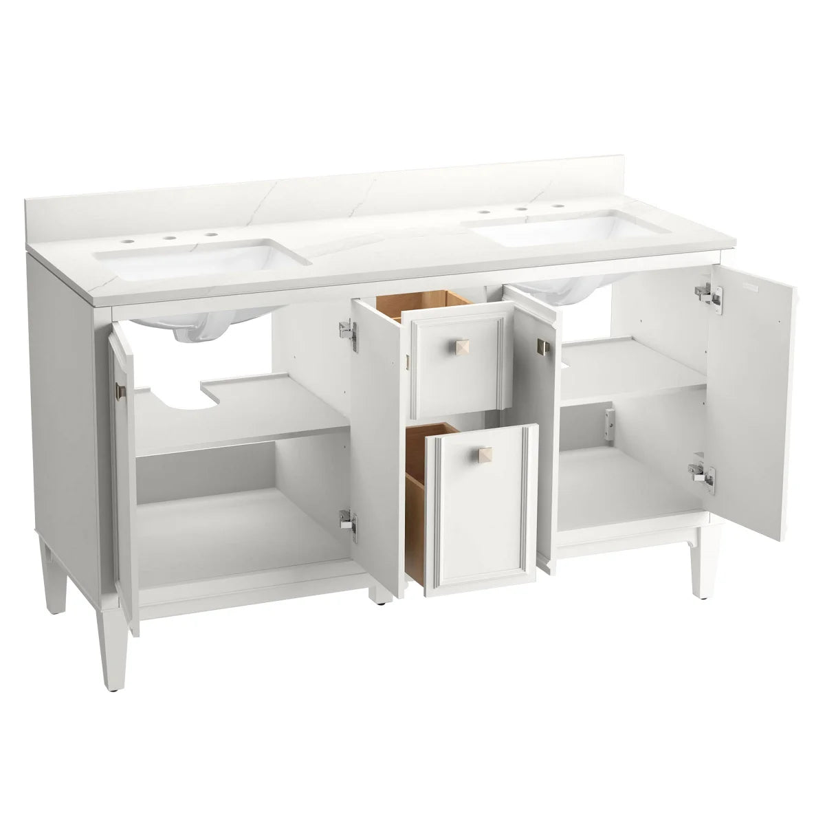 Kohler Clave 61 in. Vanity in White with Quartz Top
