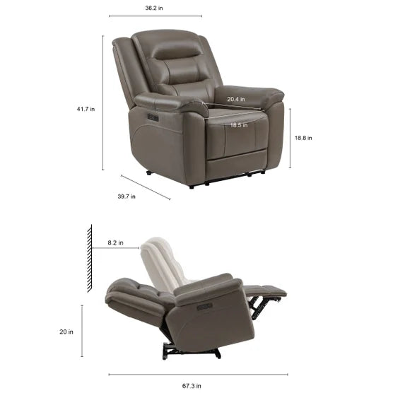 Mason Leather Power Recliner with Power Headrest
