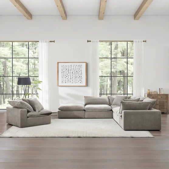 Sereen 6-piece Fabric Modular Sectional, Taupe