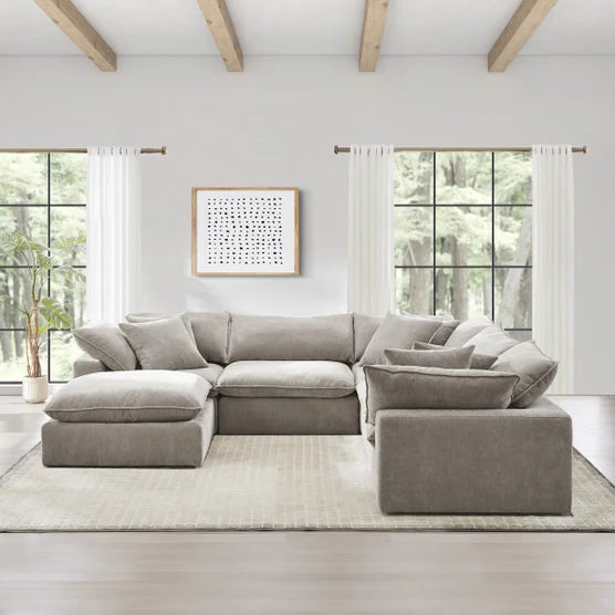 Sereen 6-piece Fabric Modular Sectional, Taupe