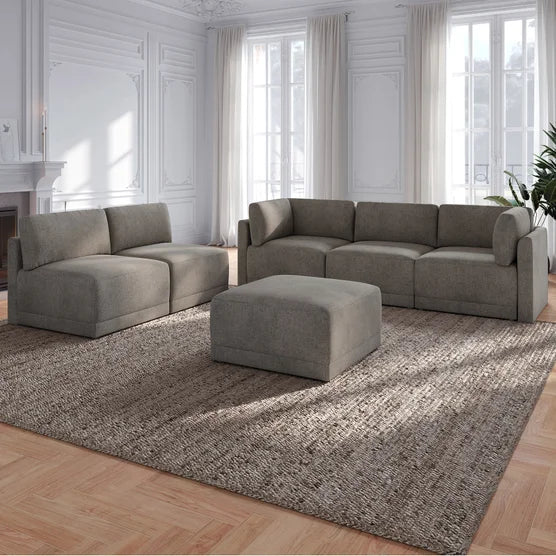 Thomasville Fallon Modular Sectional 6-piece Gray with Ottoman