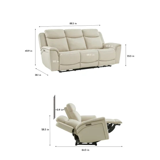 Sanders Leather Power Reclining Sofa with Power Headrests