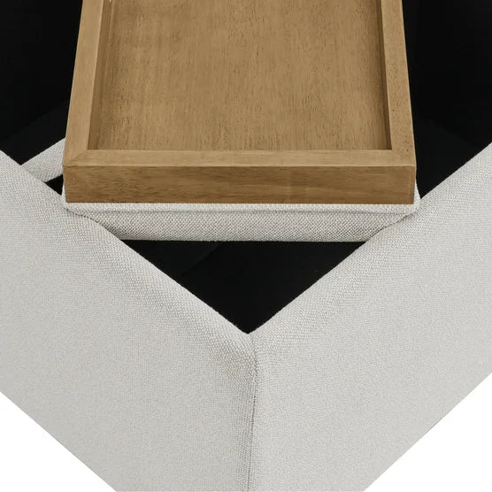 Henredon Sona Fabric Storage Ottoman with Reversible Wood Tray Tops