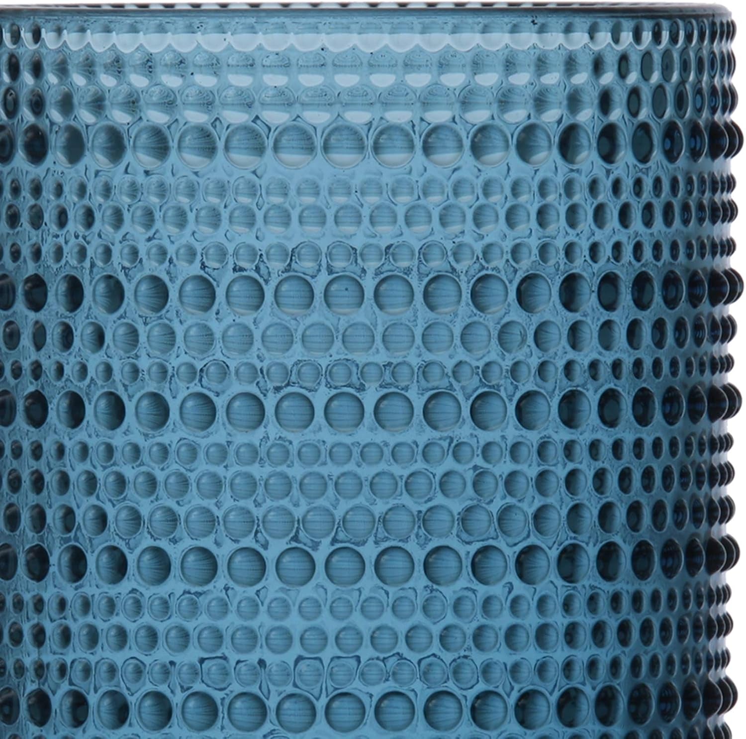 Orbetto Outdoor Hobnail Plastic Drinkware Collection, Iced Beverage Cocktail Glass 4 Pack, 13 Ounce, Cornflower Blue