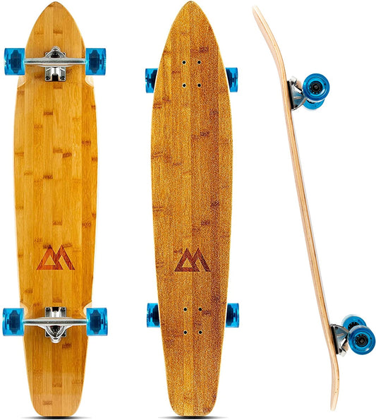 44 Inch Kicktail Cruiser Longboard Skateboard | Bamboo and Hard Maple Deck | Made for Adults, Teens, and Kids