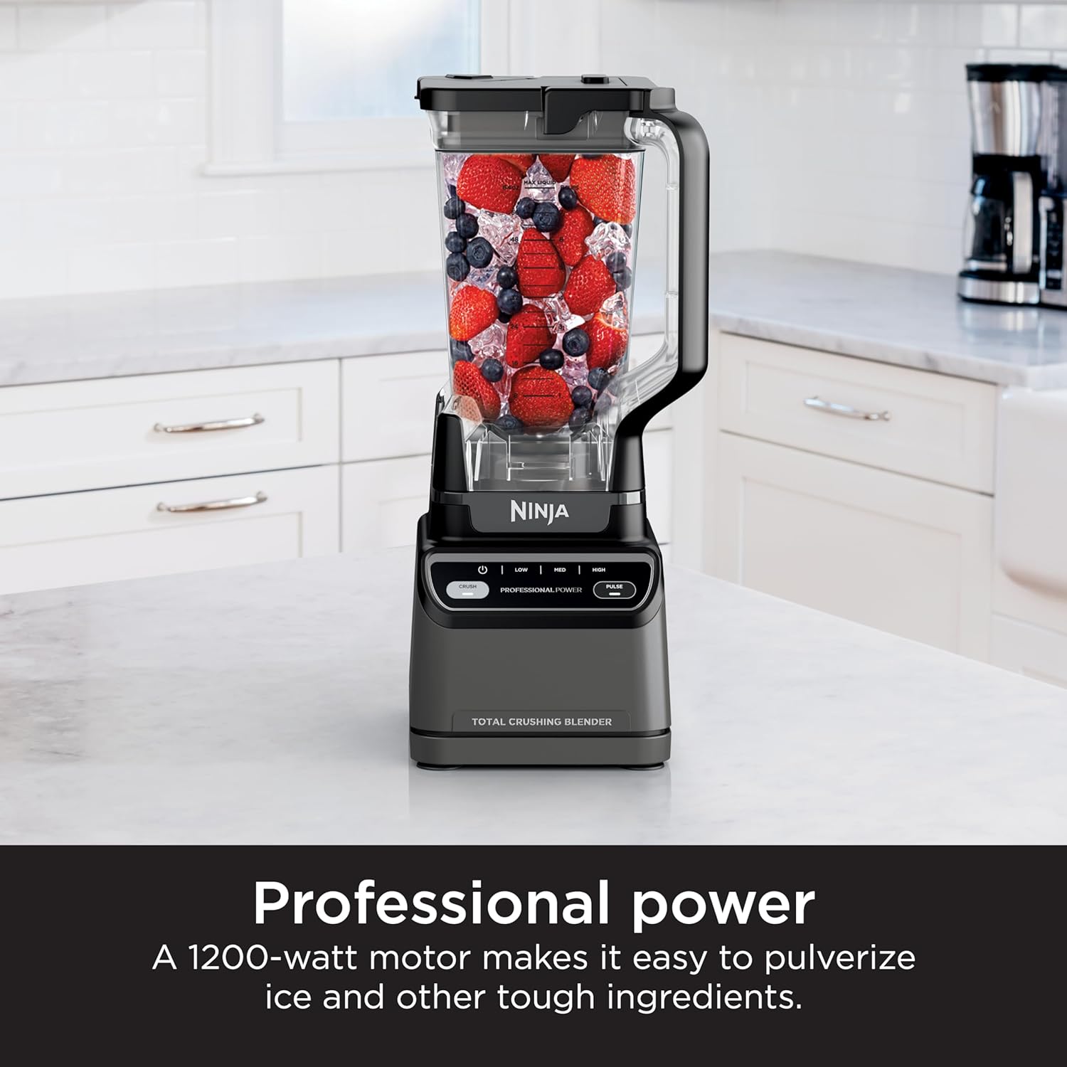 BR201AMZ Professional Blender 2.0, 1200 Watts, Auto-Iq Program, Total Crushing Blades, 72-Oz. Pitcher, 4 Manual Speeds for Smoothies, Shakes, and Frozen Drinks, Dishwasher-Safe Parts, Dark Grey