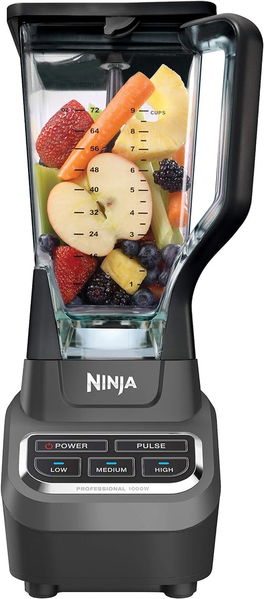 Professional Blender 1000W, Total Crushing Technology- Smoothies, Ice Crushing & Frozen Fruit, Full-Size Countertop Blender, 72-Oz. Pitcher, Black & Grey, BL610