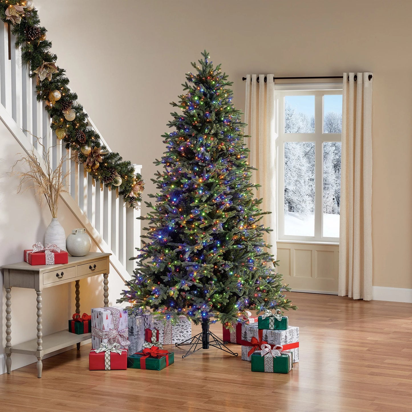 7,5ft Pre-Lit Artificial LED Twinkle Christmas Tree, 1,850 Radiant Micro Dot LED lights with Twinkling effects