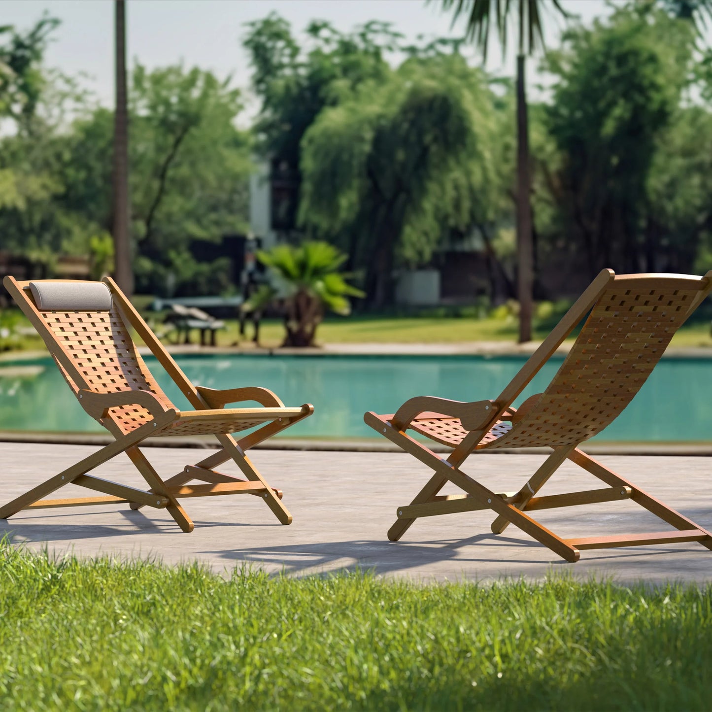 Eucalyptus Swing Lounger 2-pack with Side Table