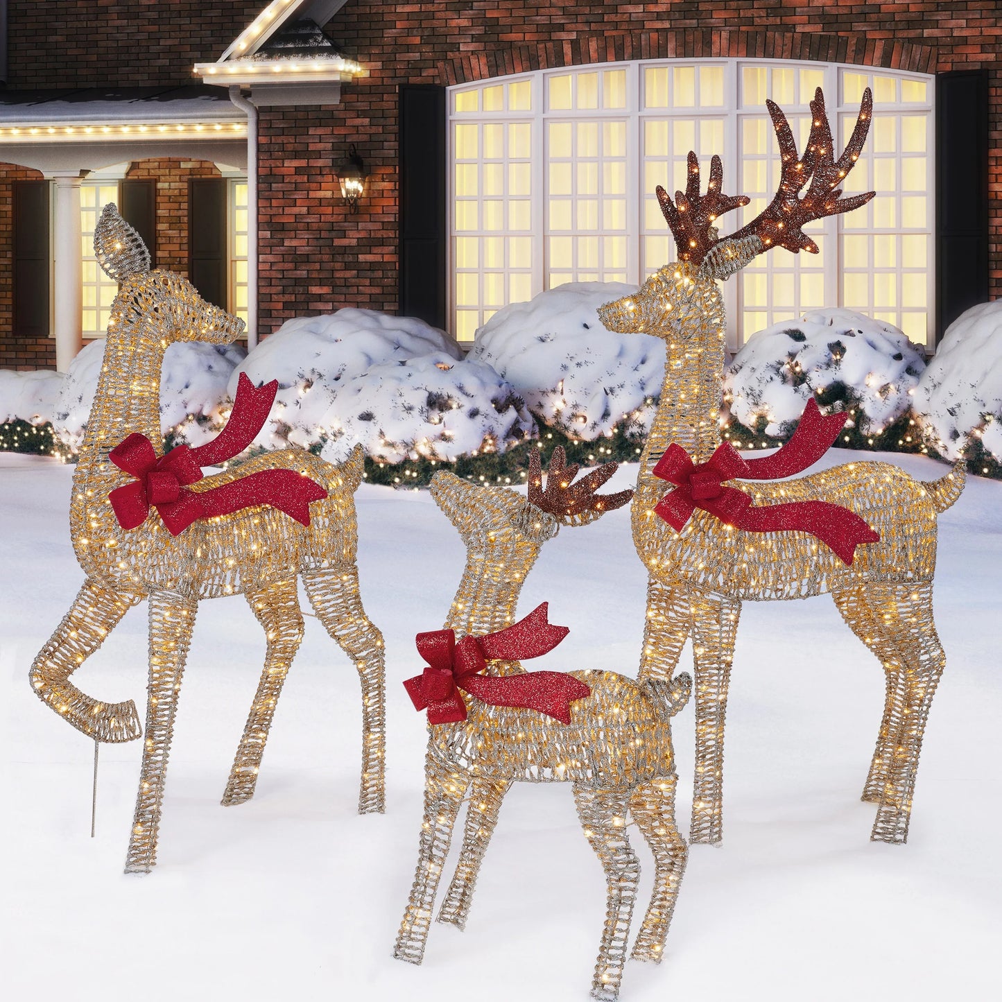 Set of 3 LED Deer Family