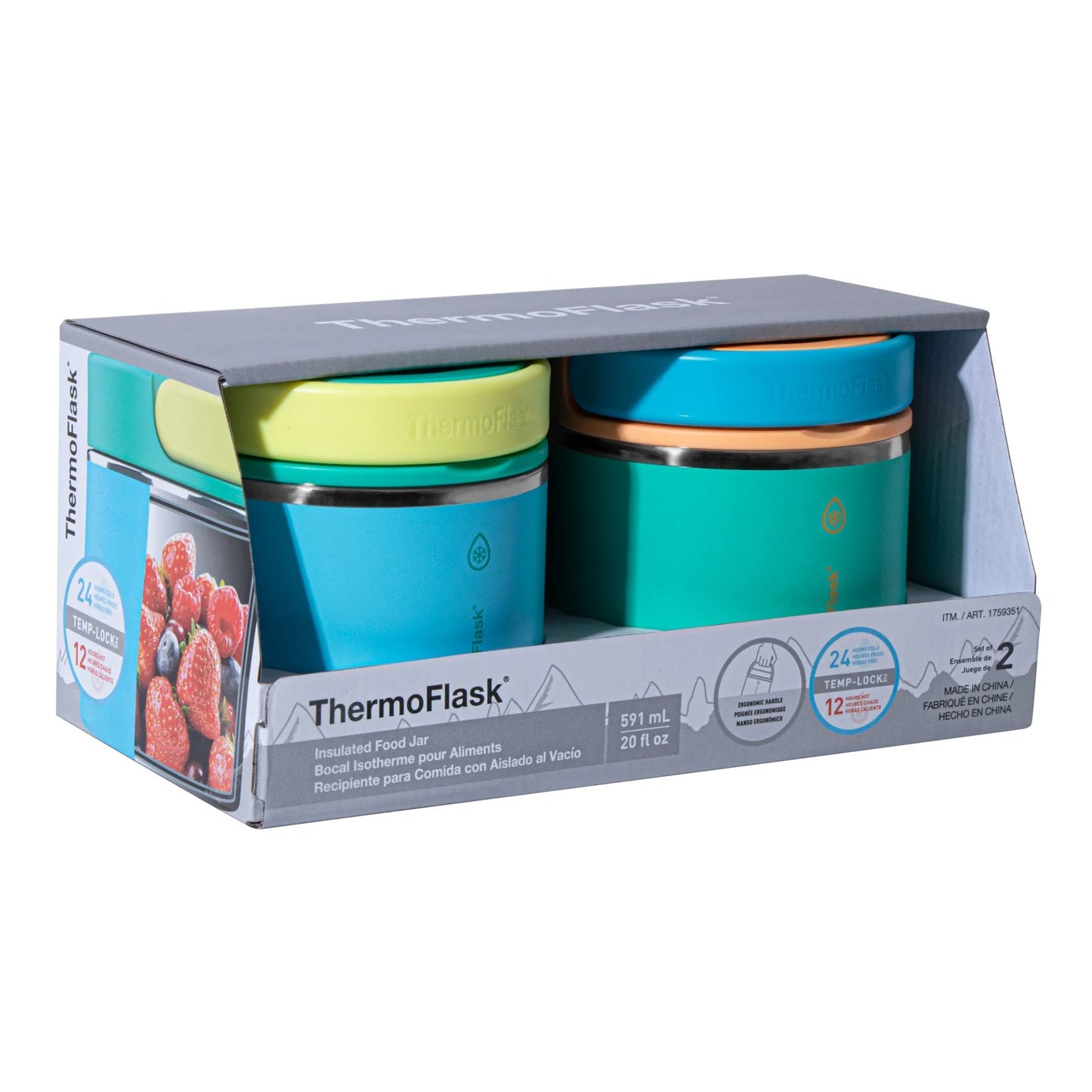 ThermoFlask 20 oz Insulated Food Jar, 2-pack