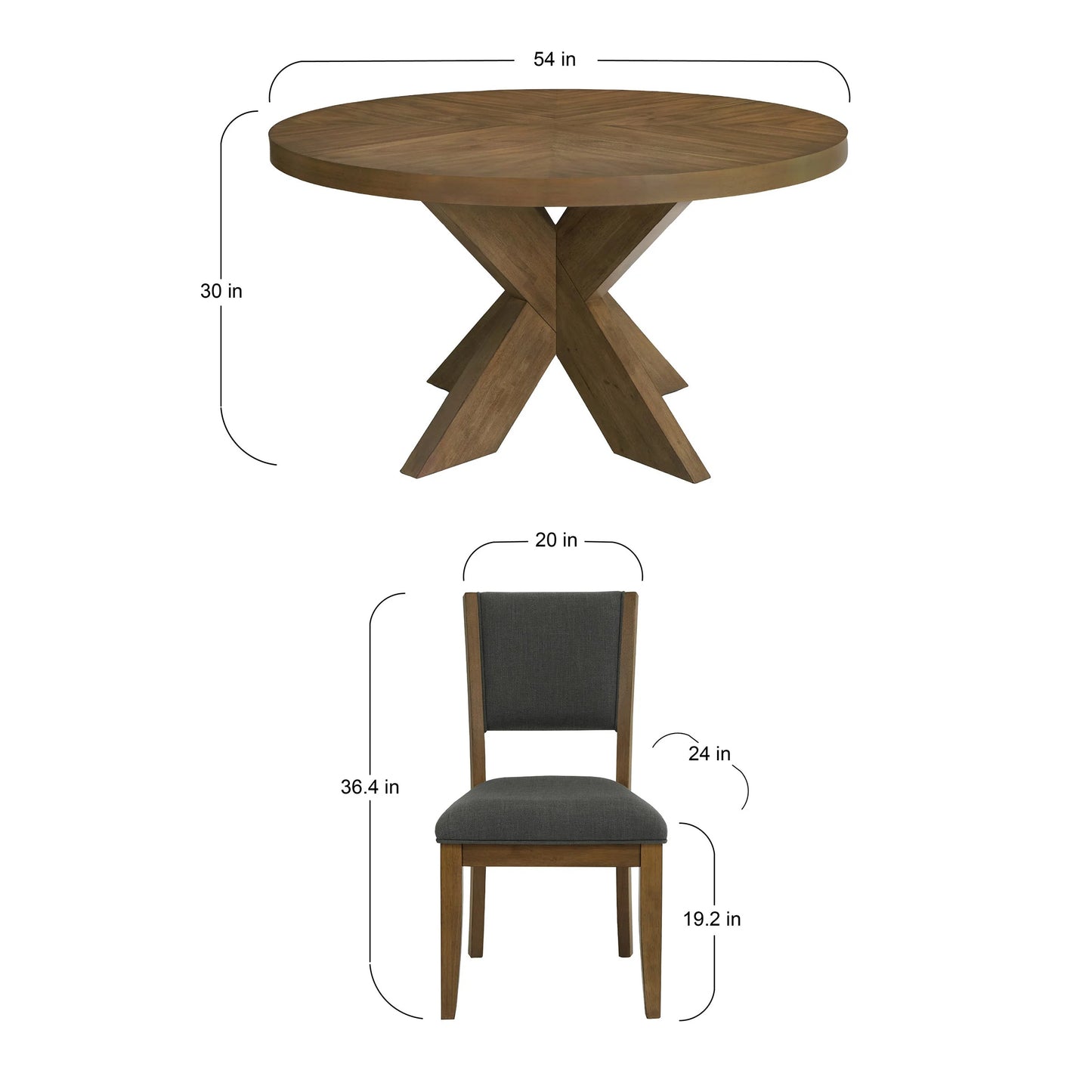 Zealand 54" Round Dining Table and 4 Chairs