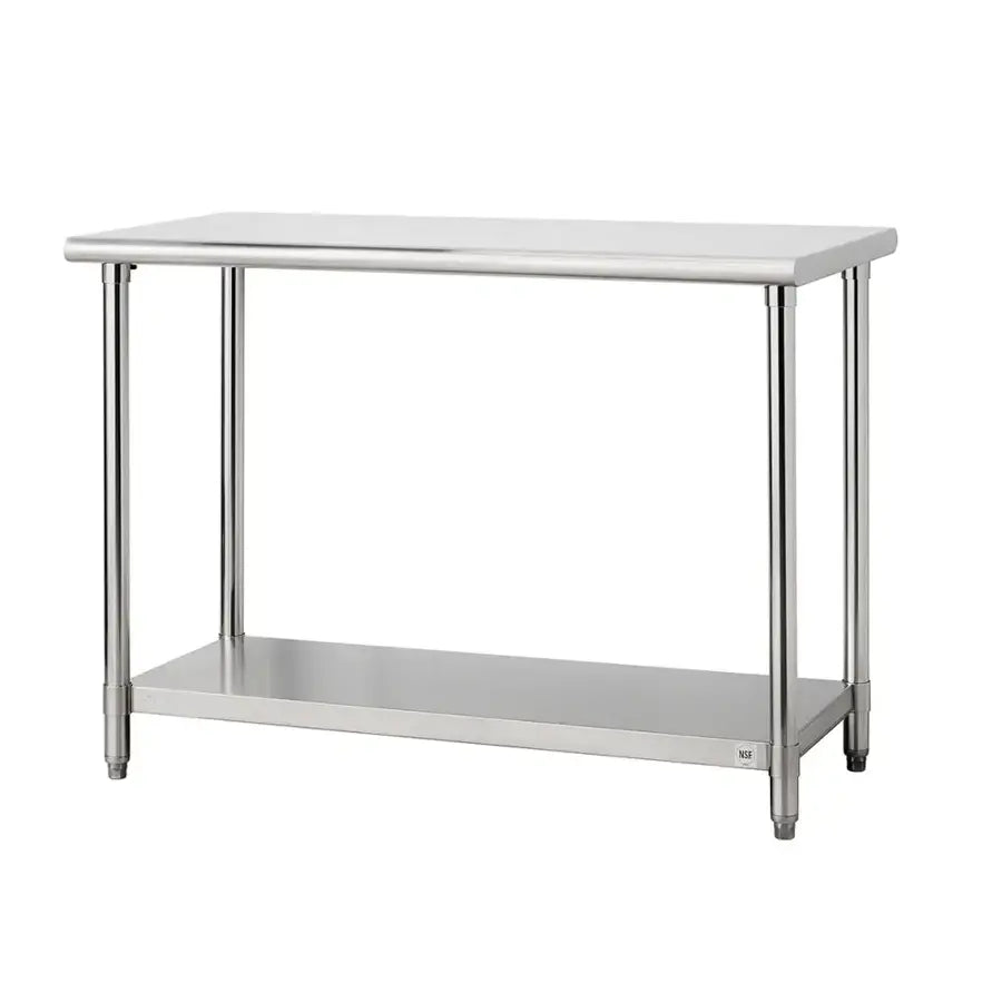 TRINITY NSF Prep/Work Table with Adjustable Shelf, 48"L x 24"W x 34-36"H, Stainless Steel