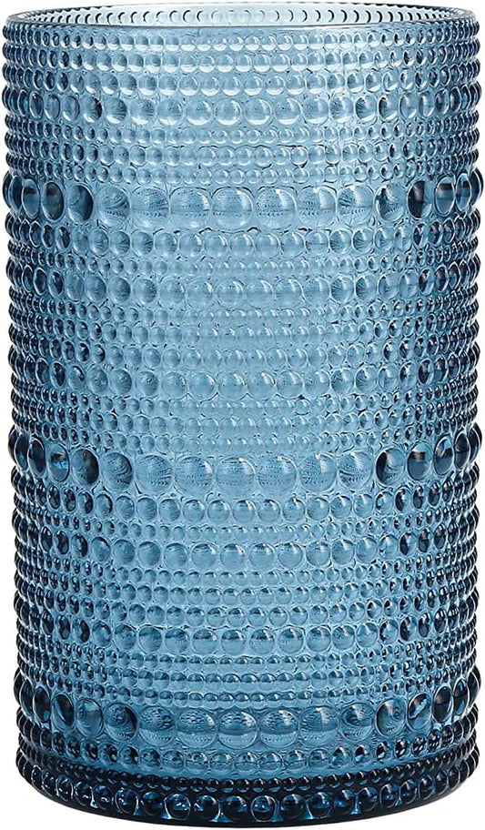 Orbetto Outdoor Hobnail Plastic Drinkware Collection, Iced Beverage Cocktail Glass 4 Pack, 13 Ounce, Cornflower Blue