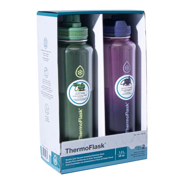 ThermoFlask 40oz. Insulated Stainless Steel, 2-pack, Assorted Colors