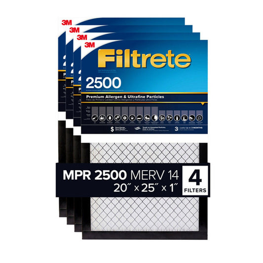 Filtrete Air Filter 1”, MPR 2500 MERV 14, High Performance Premium Allergen, Ultrafine Particles,
