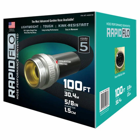 Rapid Flo 5/8 in. x 100 ft. Compact Garden Hose, Black